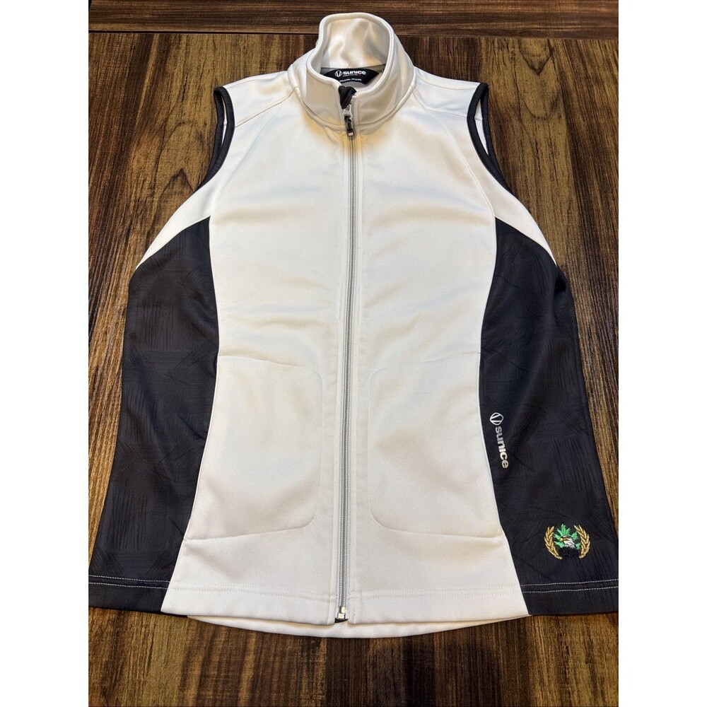 Sunice White and Black 2 Zip Pockets Golf Vest Size Large